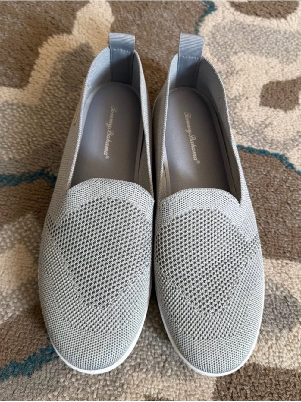Tommy Bahama Women's Light Gray Knit Slip-On Sneakers
